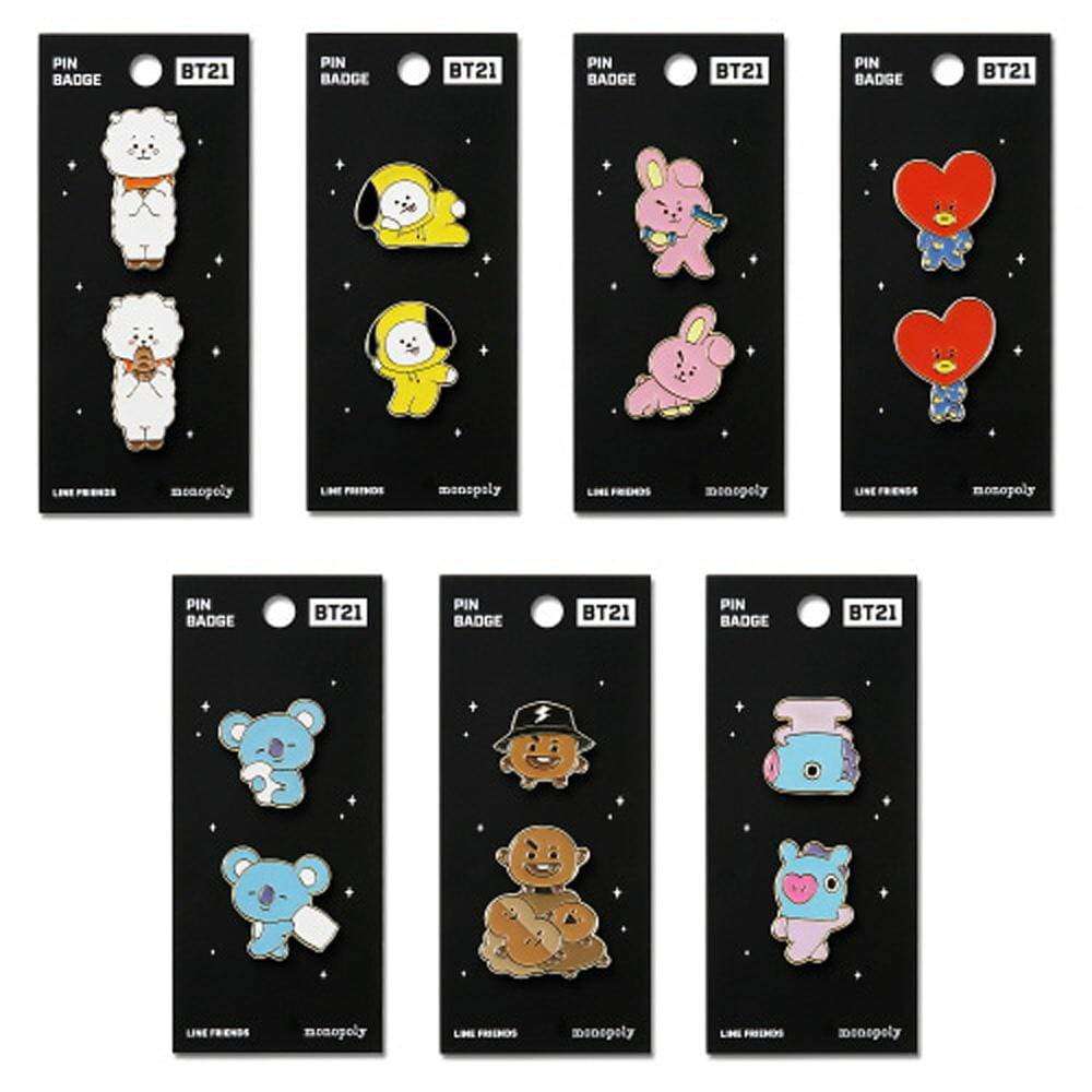 BT21 Charakter Pin Badge - Metall Anstecker 17x24.6mm Schwarz